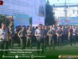 Sinergitas TNI-POLRI Jelang HUT Bhayangkara Ke-78 Dengan Olahraga Bersama